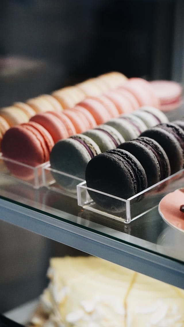 Macaroons on Glass | Photo by Anastasia Ilina-Makarova